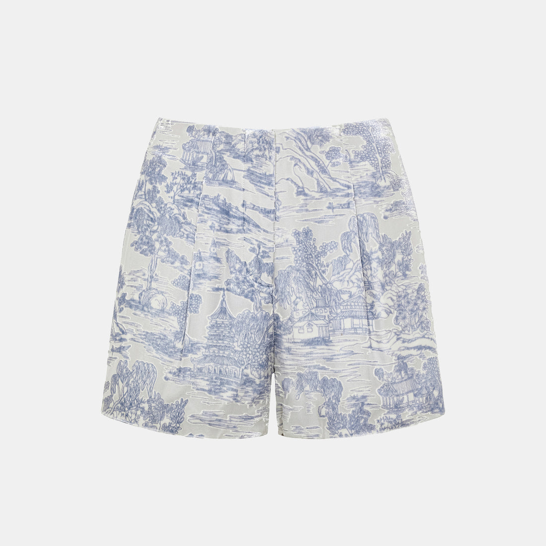 "Imperial Garden Teatime" Silk Velvet Devoré Shorts - Xingyu Liyun