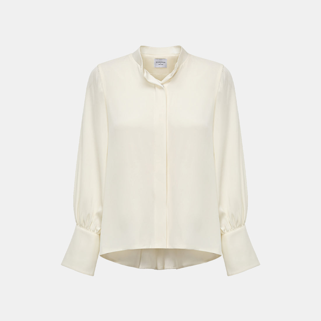 "Lazily in the Spring" 100% mulberry silk chiffon three-dimensional tailoring Chinese style blouse - Morning White