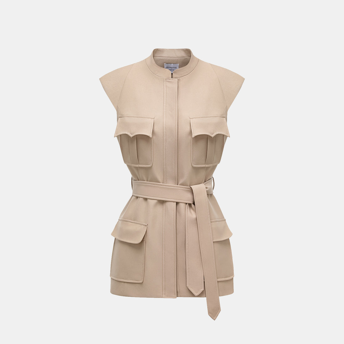 "Weekend at Monaco." Italian Textured Hunting Vest - Taupe