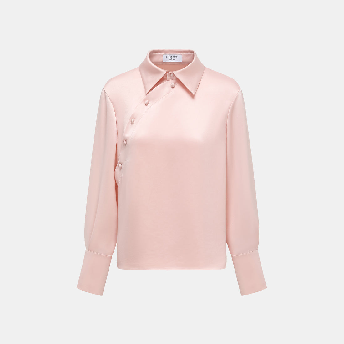 "Spring" Crystal Scale Texture Acetate Light Chinese Shirt - Cherry Blossom Pink