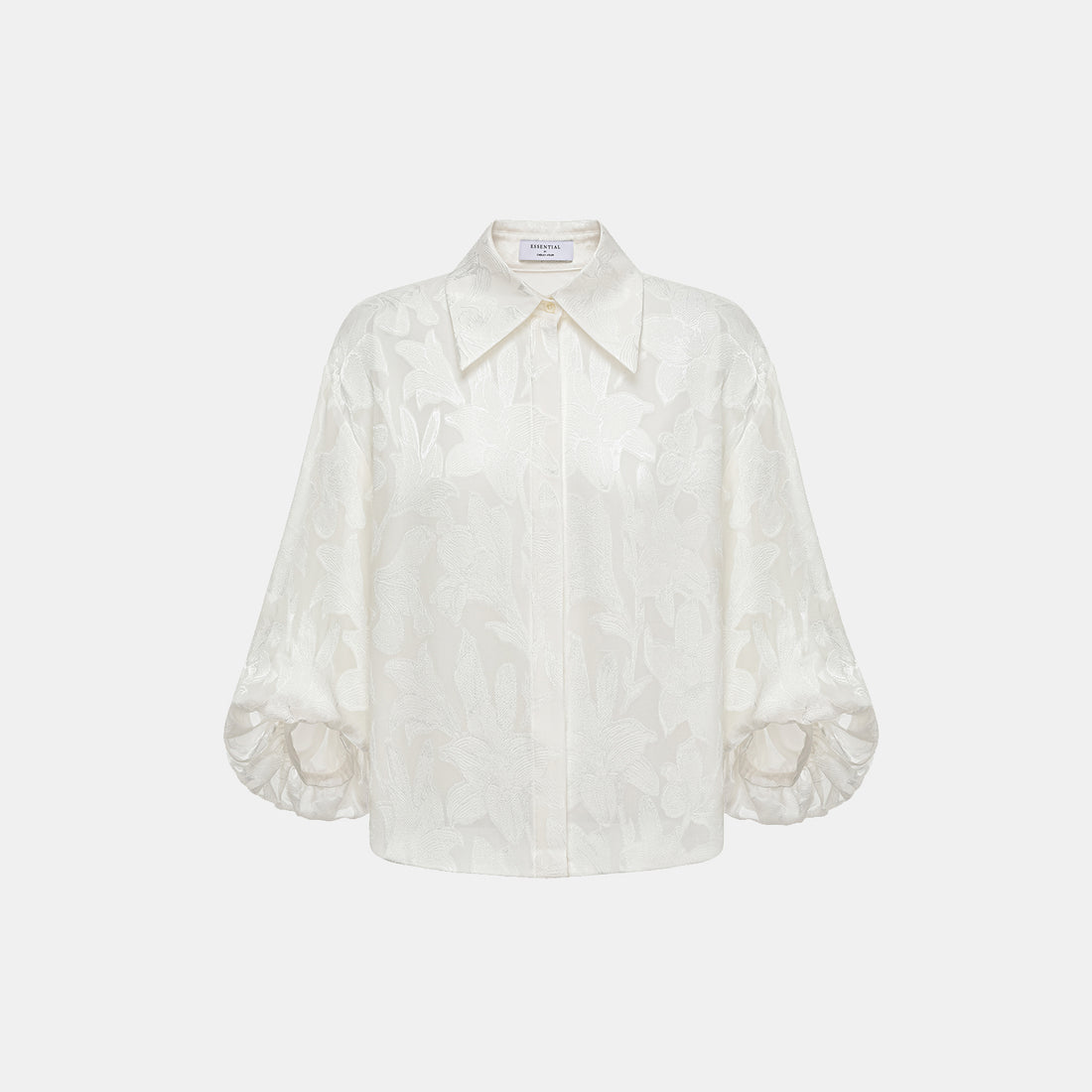 "Imperial Garden teatime" Italian devoré jacquard leg-of-mutton sleeve shirt