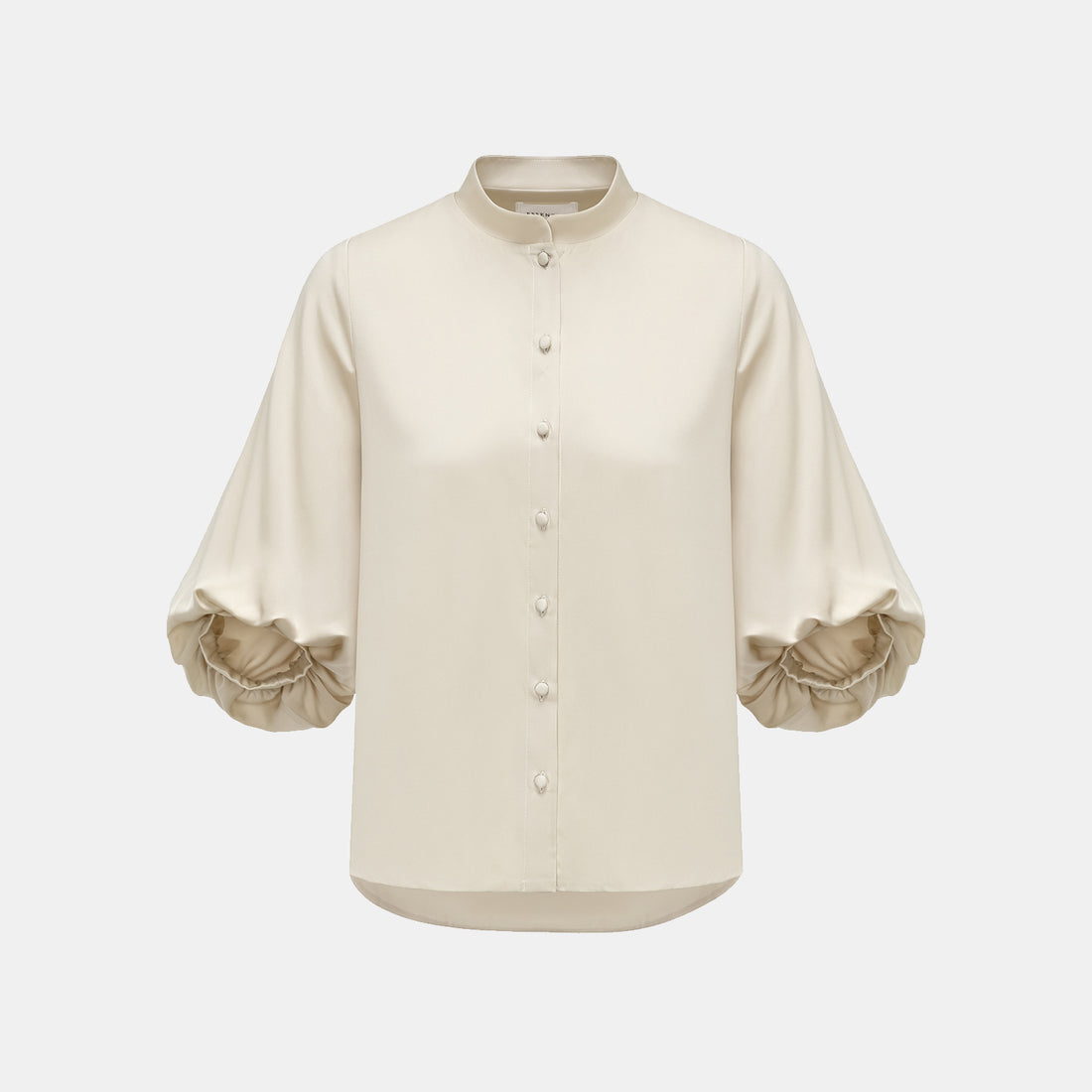 "Autumn" 100% mulberry silk chiffon Chinese style three-quarter sleeve shirt - light matte gold