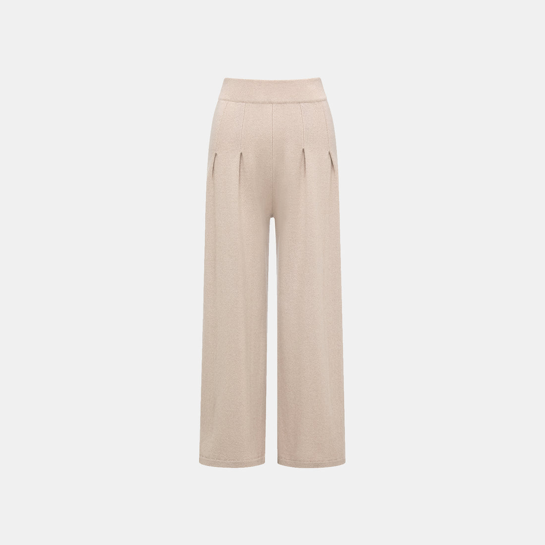 "Winter Diary" 100% Cashmere Heavyweight Three-Dimensional Pleated Wide-Leg Pants - Camel