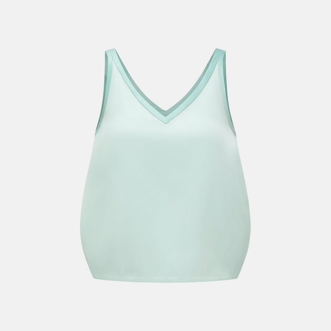 "Weekend at Monaco." Heavy Satin Panelled Tank Top — Mint