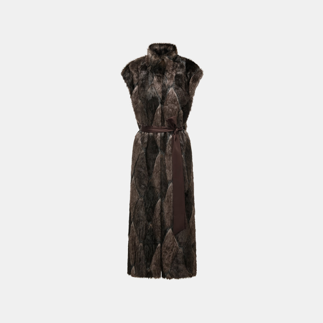 Italian-made lace stitching eco-friendly fur vest - long - Gypsophila