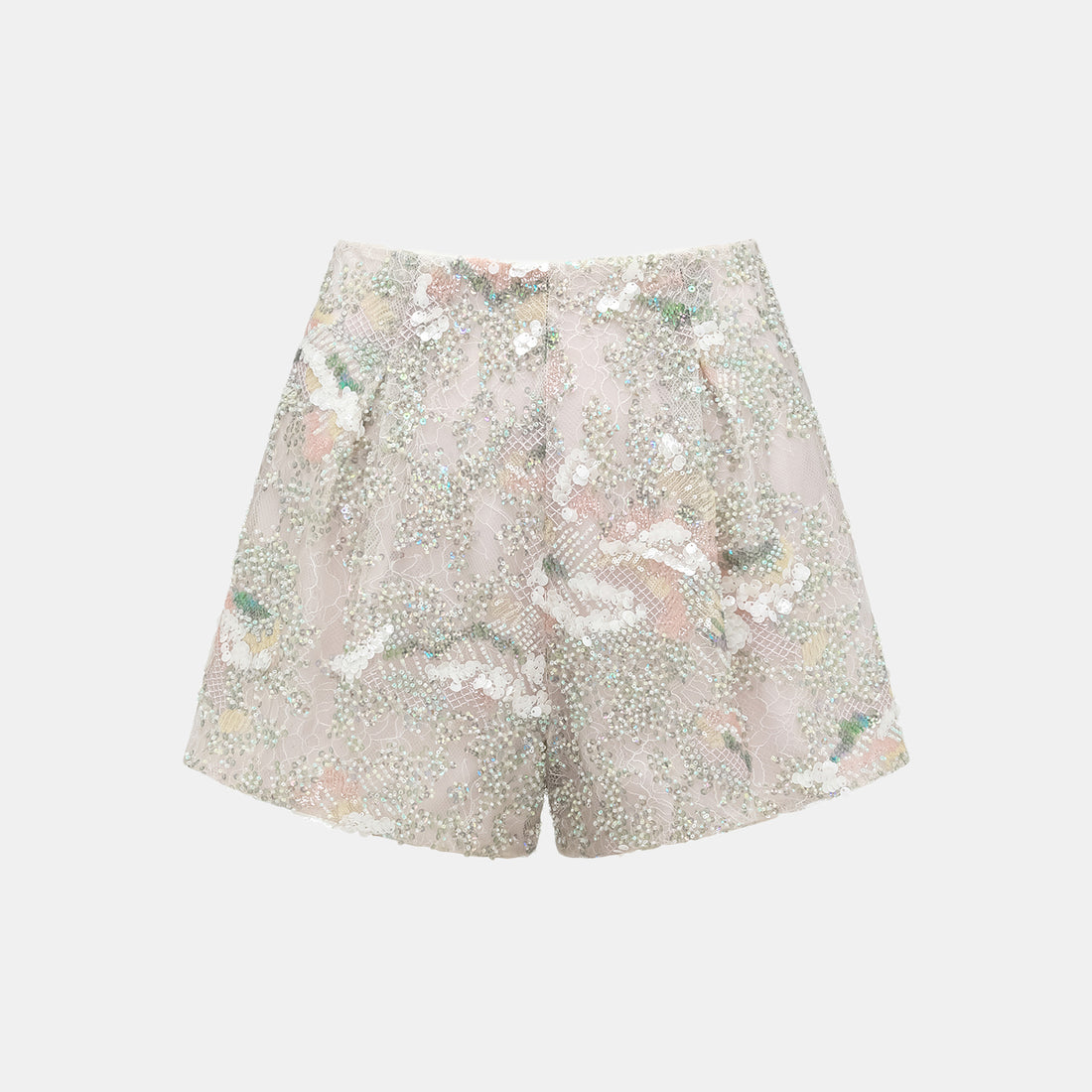 "Imperial Gala." Luxurious lace beaded shorts - Sparse shadows and light smoke