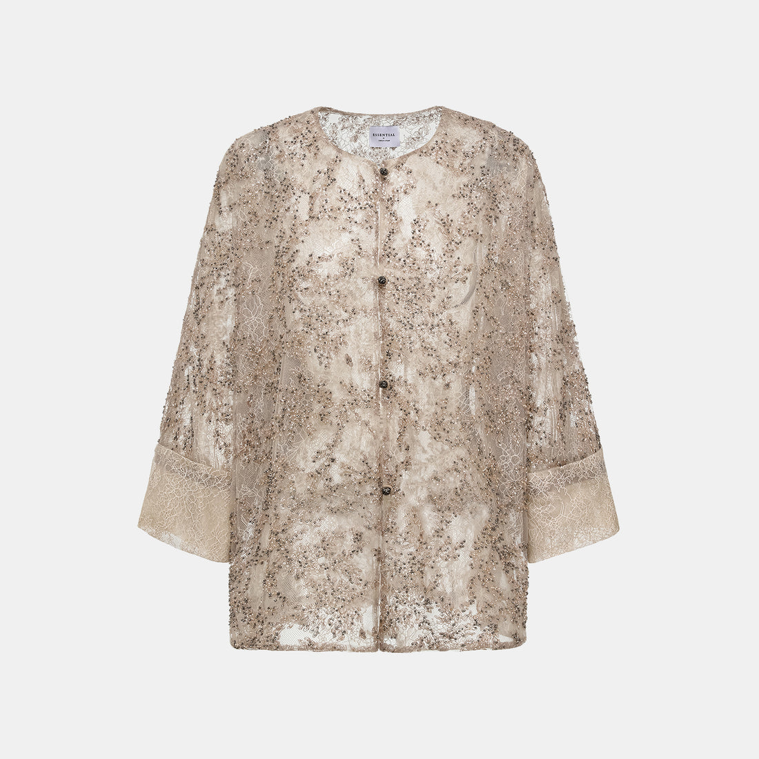"Tea Banquet" Luxury Beaded Lace Light Chinese Style Cape Jacket - Gold