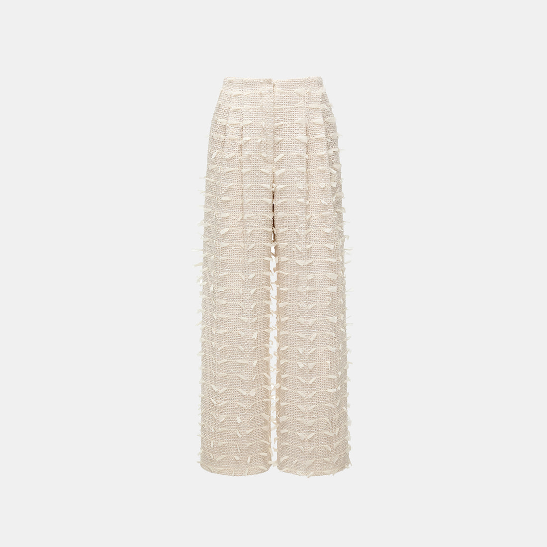 "Spring" Lightweight Tweed Wide Pants - Tea White Listening to the Wind