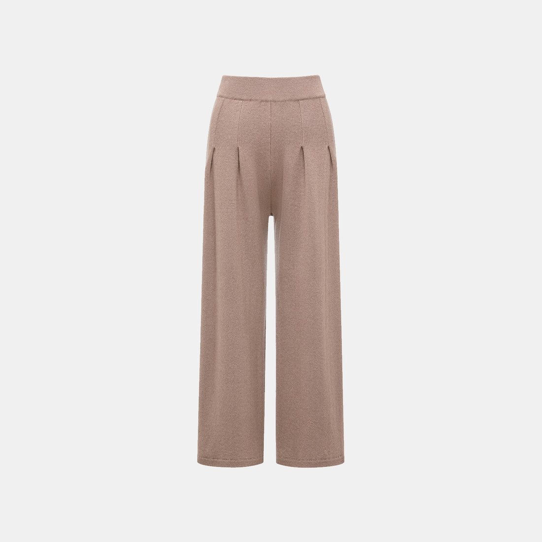 "Winter Diary" 100% Cashmere Heavyweight Three-Dimensional Pleated Wide-Leg Pants - Camel