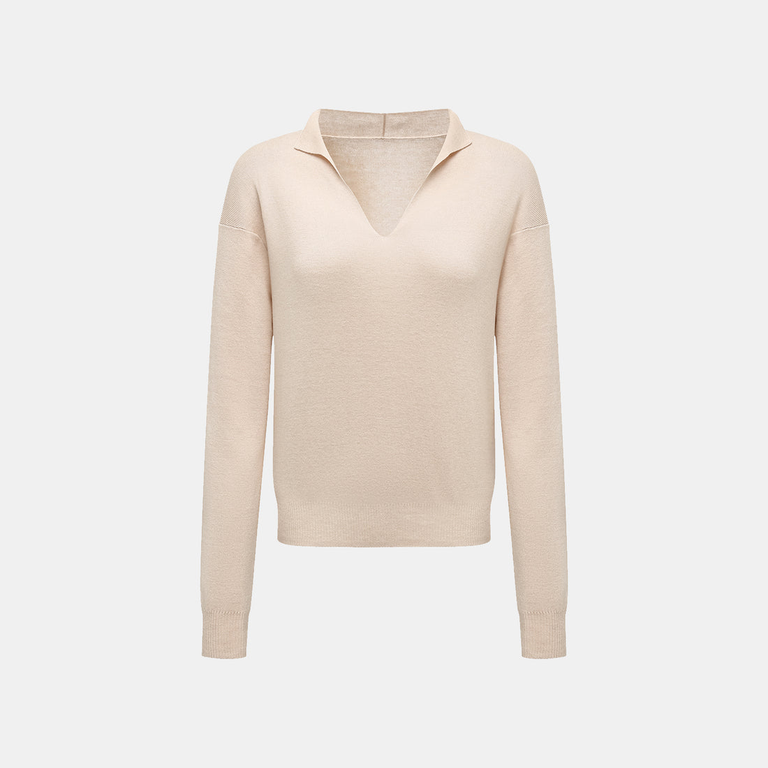 “Spring diary.” Silk Cashmere V-neck top—Beige