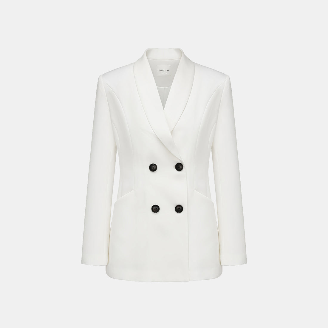 "Speak Sleek." 醋酸雙排扣西裝外套—White