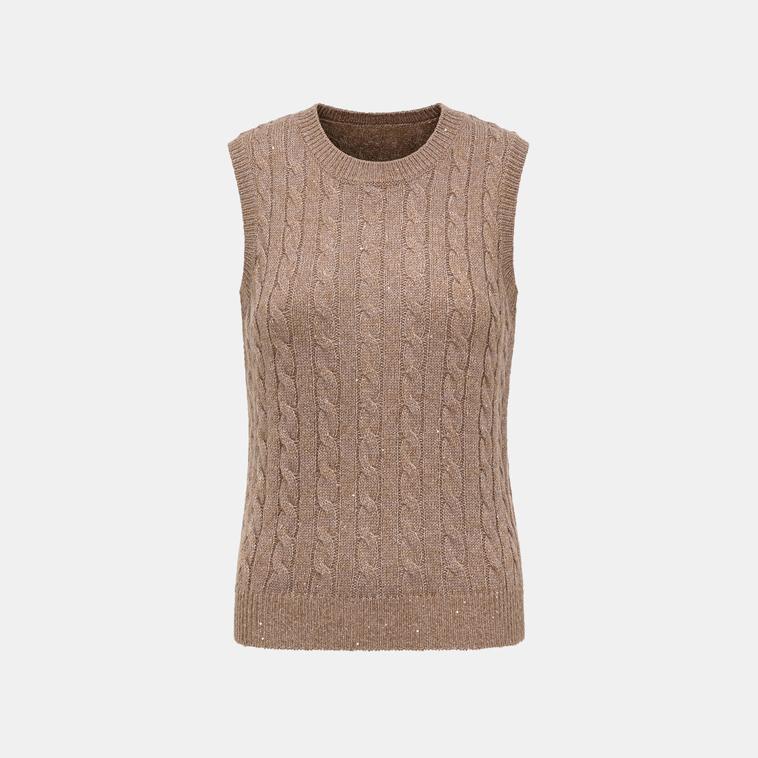 "Winter diary." 100% Cashmere Sequined Cable Knit Vest—Harmony