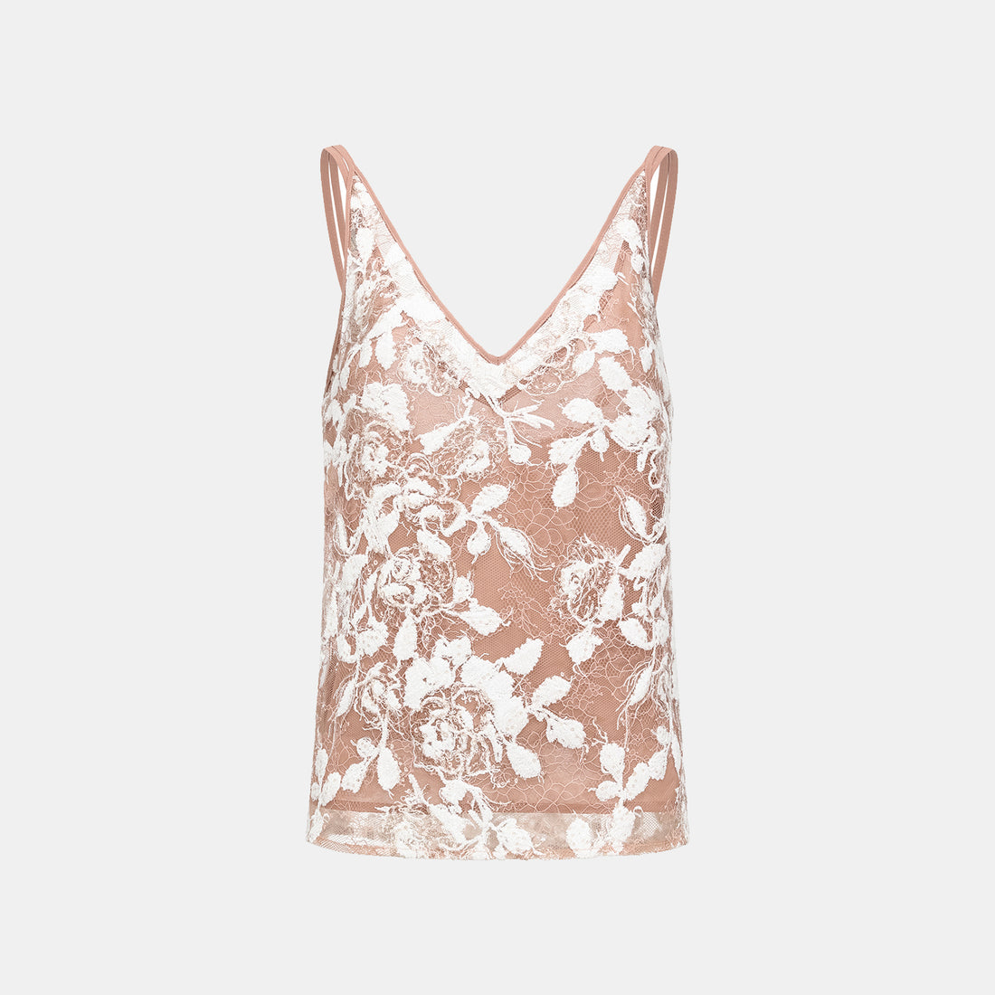 “Welcome to my party.” Velvet flower embroidery spaghetti strap vest—Champagne