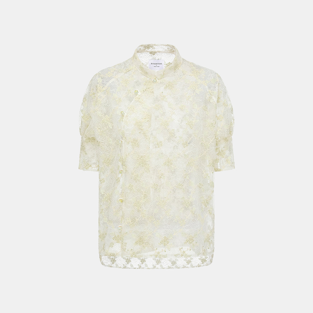 "春裳雅集"法國立體刺繡蕾絲輕國風短袖上衣—Verdant South拾翠江南