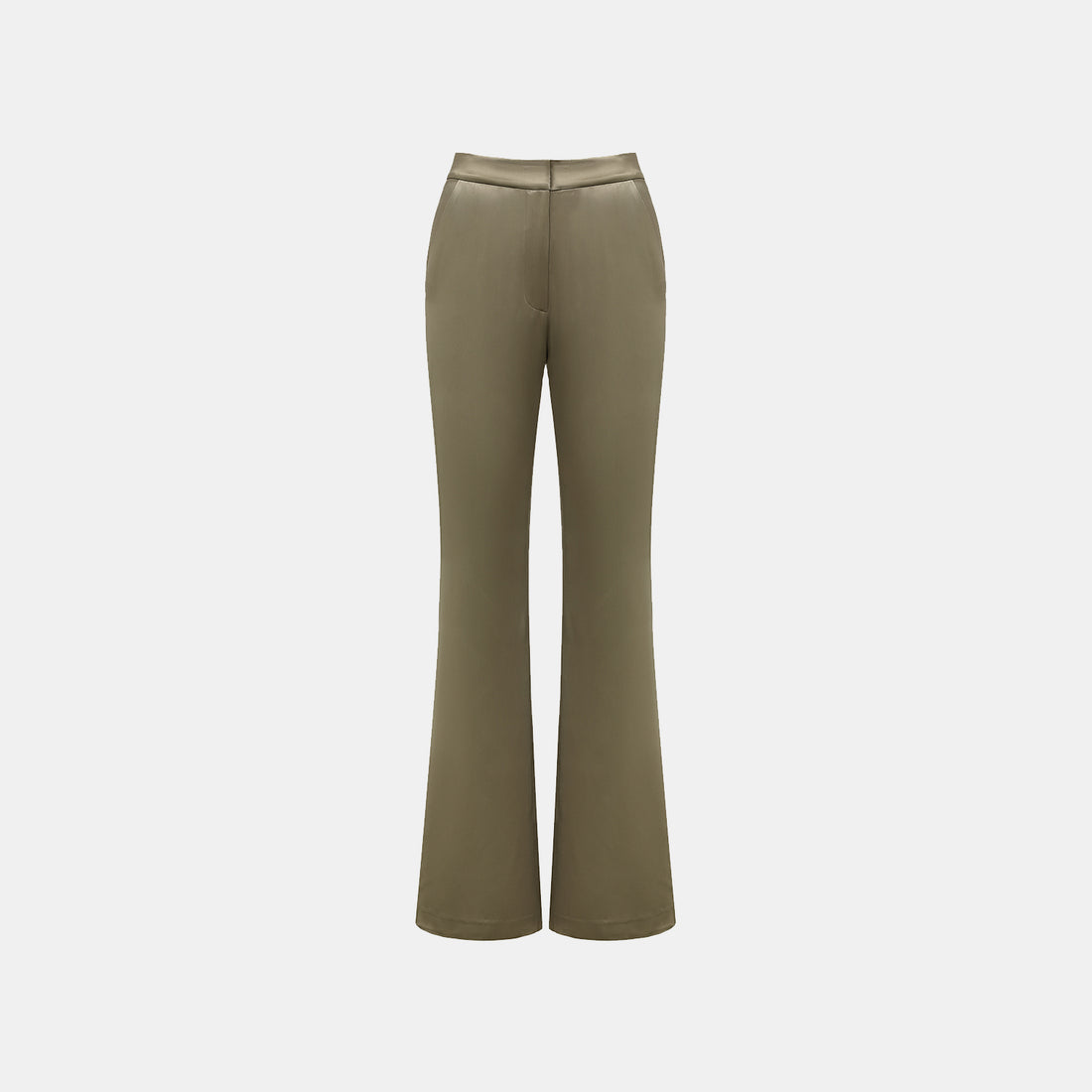 "Imperial Garden Teatime" Satin Acetate Flared Pants - Spring Green