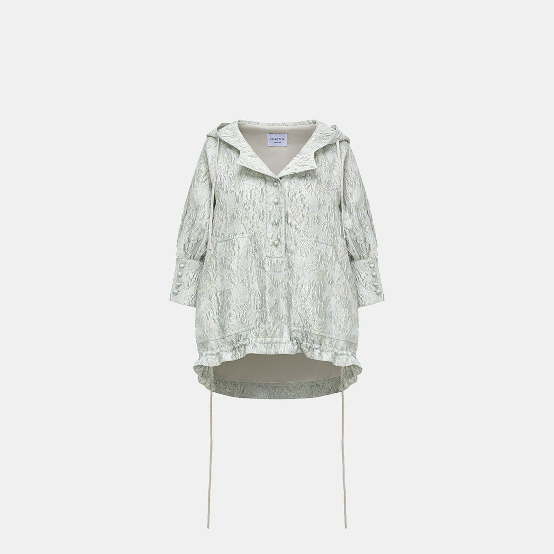 "Spring Outing" Jacquard Hooded Drawstring Top—Moonlit