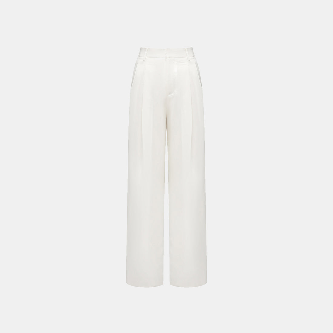 "Intellectual Moment" Tencel Satin Chiffon 3D Tailored Trousers - Simple White