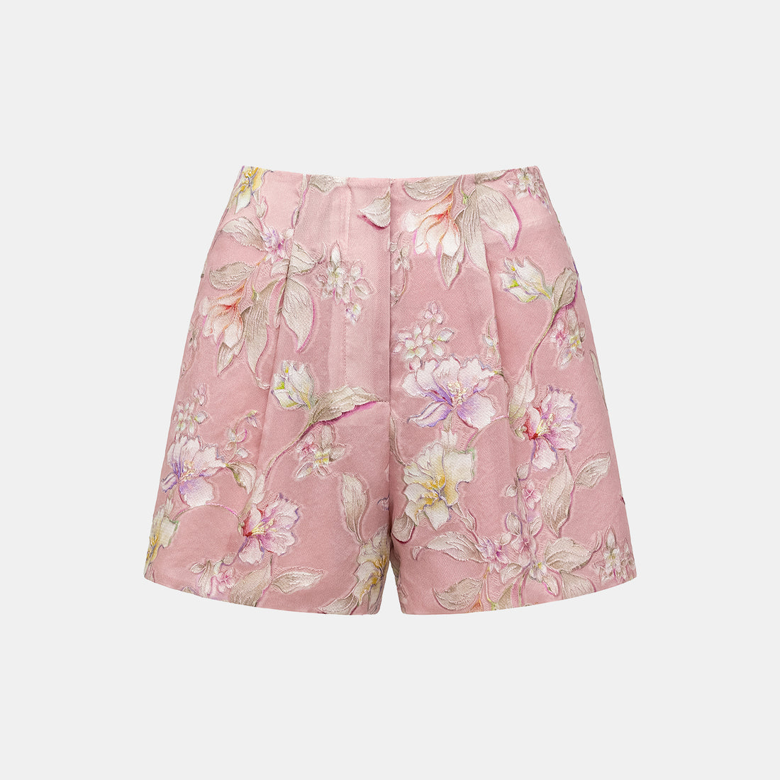 "Imperial Garden Teatime" Italian hand-painted silk shorts