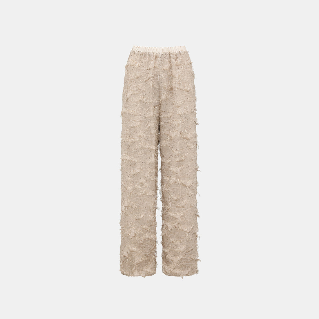 "Imperial Garden Teatime" Italian Feather Embroidery Tassel Craft Wide Leg Trousers - Muyu
