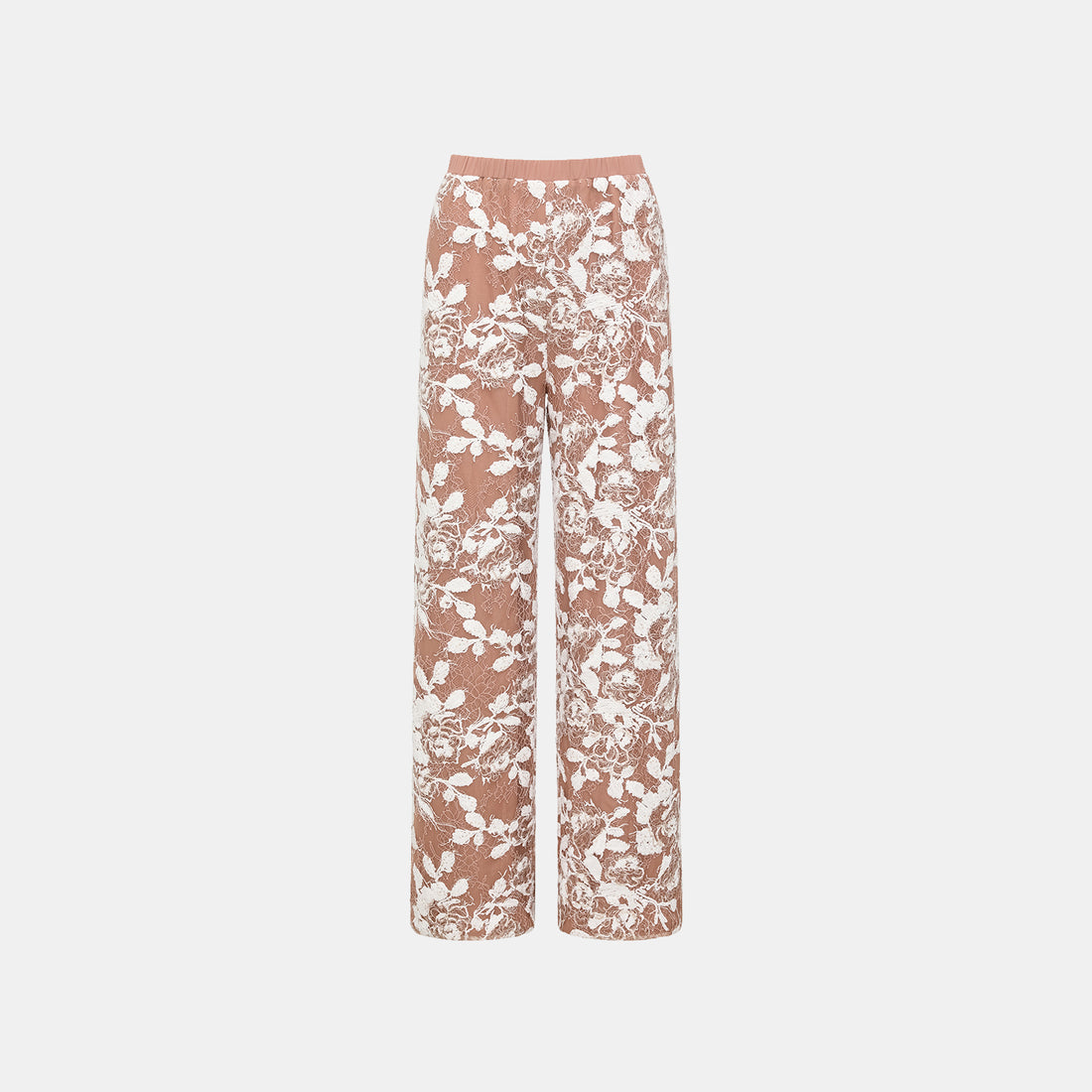 “Welcome to my party.” Wide-leg trousers with velvet embroidery—Champagne