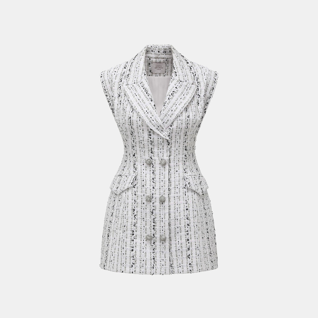 "Arcade of CherJoy Atelier." French Summer Light Tweed Three-Dimensional Cutting Vest Dress—Celestial Ink