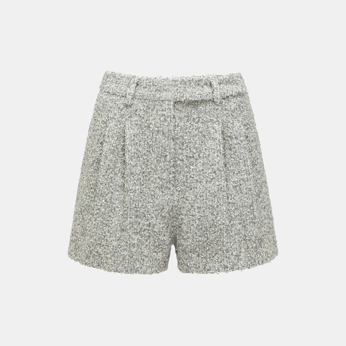 "Chelsea Citywalk." Italian Textured Tweed Shorts—Silver Ash