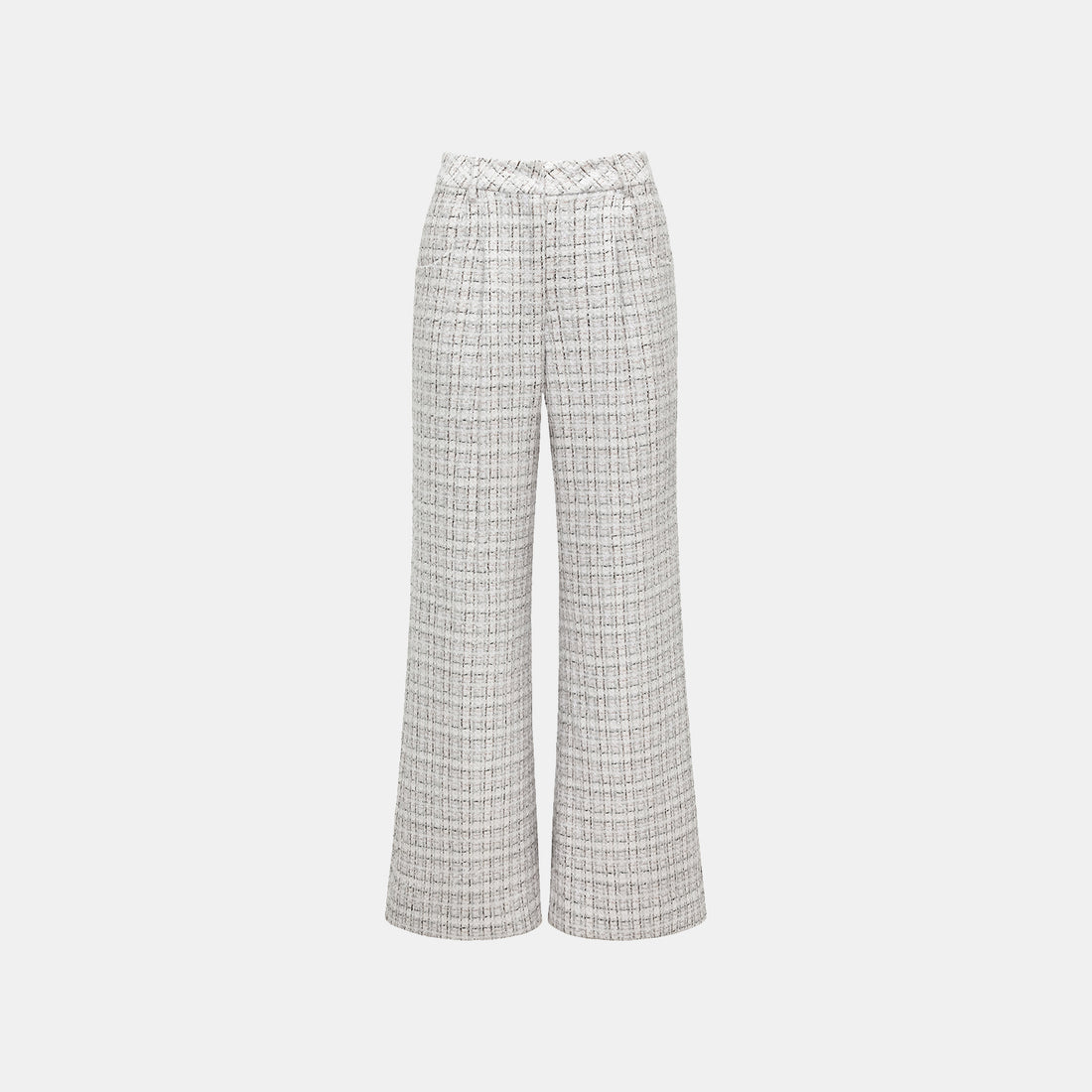 "Chelsea Citywalk." Tweed wide-leg trousers—Blanc