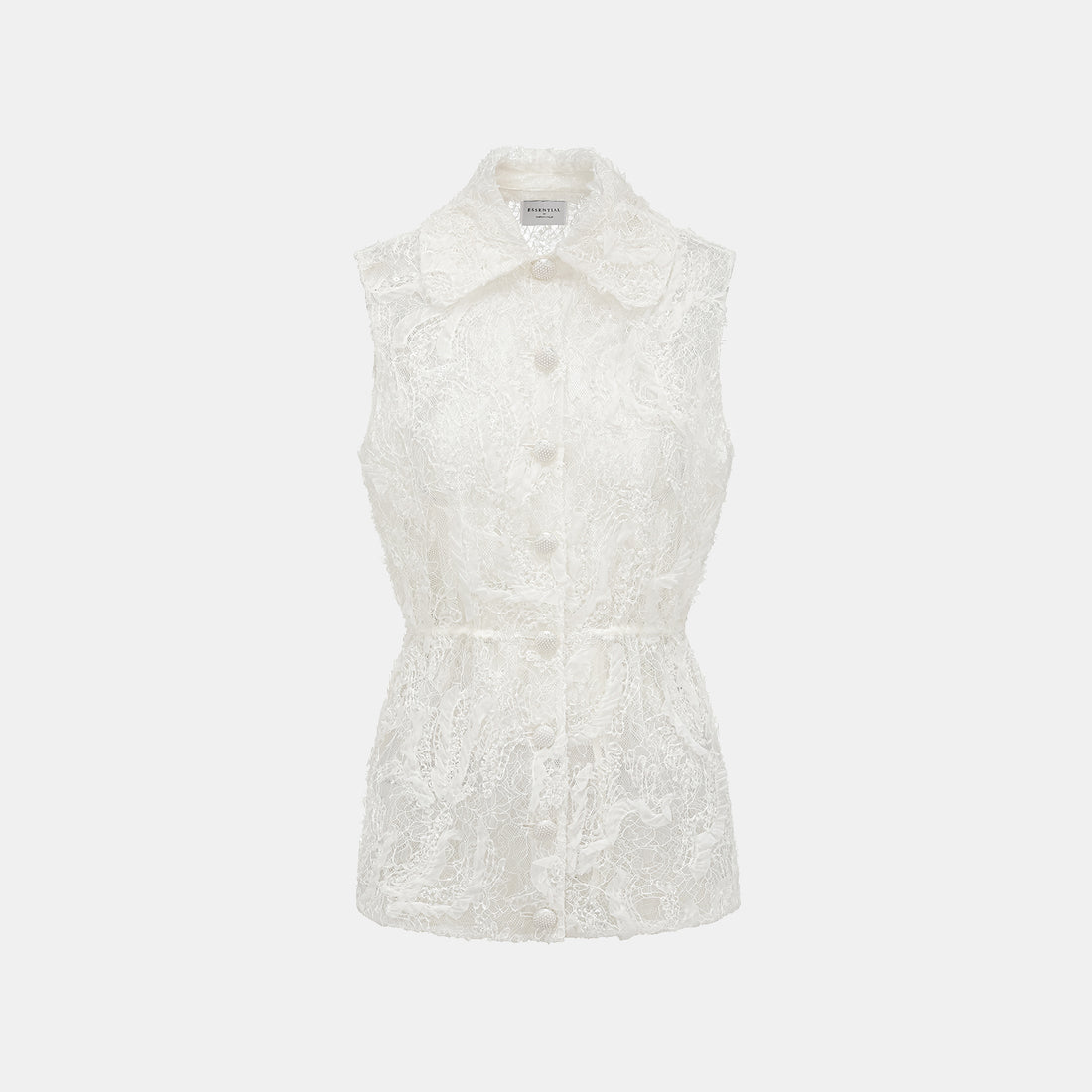 "Weekend at Monaco." Luxurious painted beaded lace hunting vest - Lucent Haze