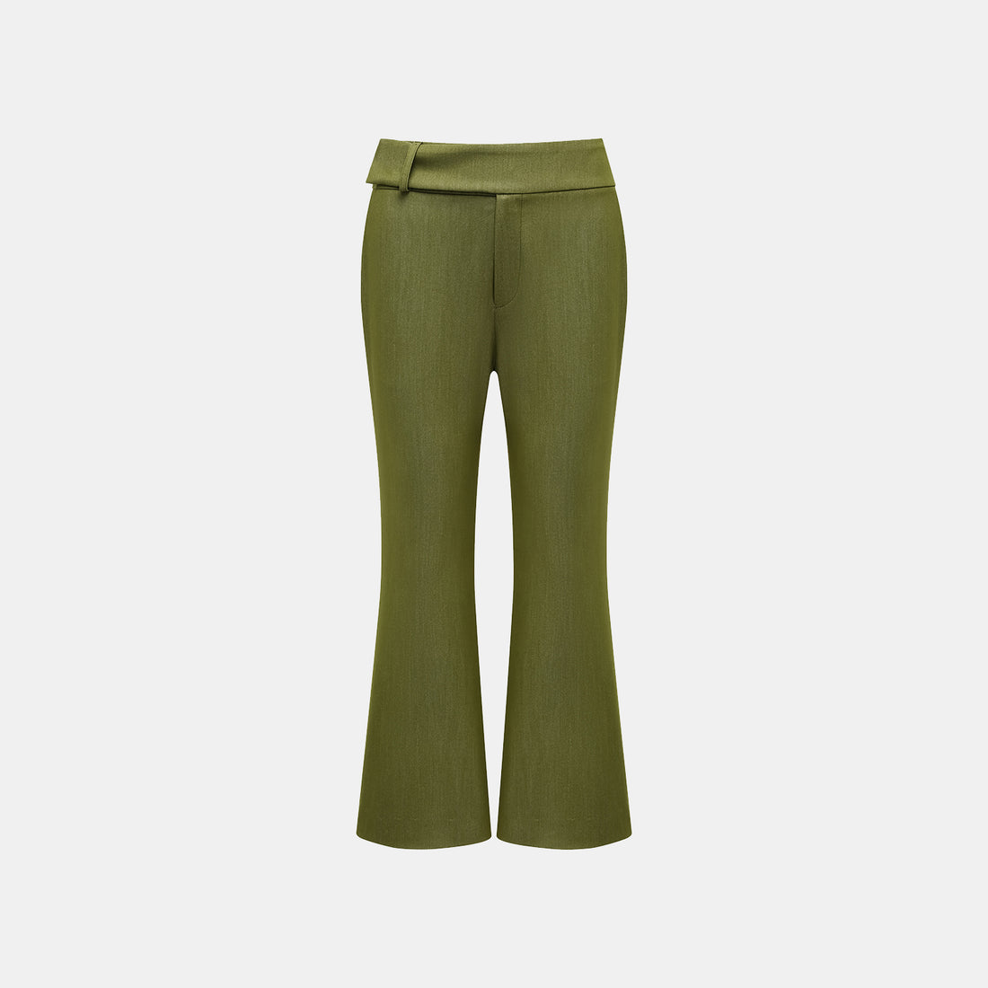 "Weekend at Monaco." Italian textured fabric flared pants - Pistachio