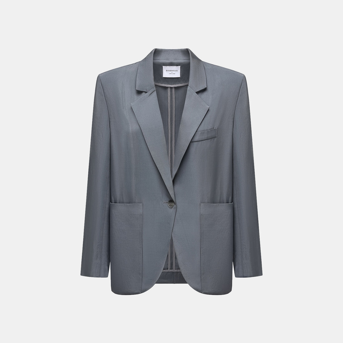 "Speak Sleek" Luxurious Lightweight Hemp Texture Acetate Oversized Suit Jacket—Cloud