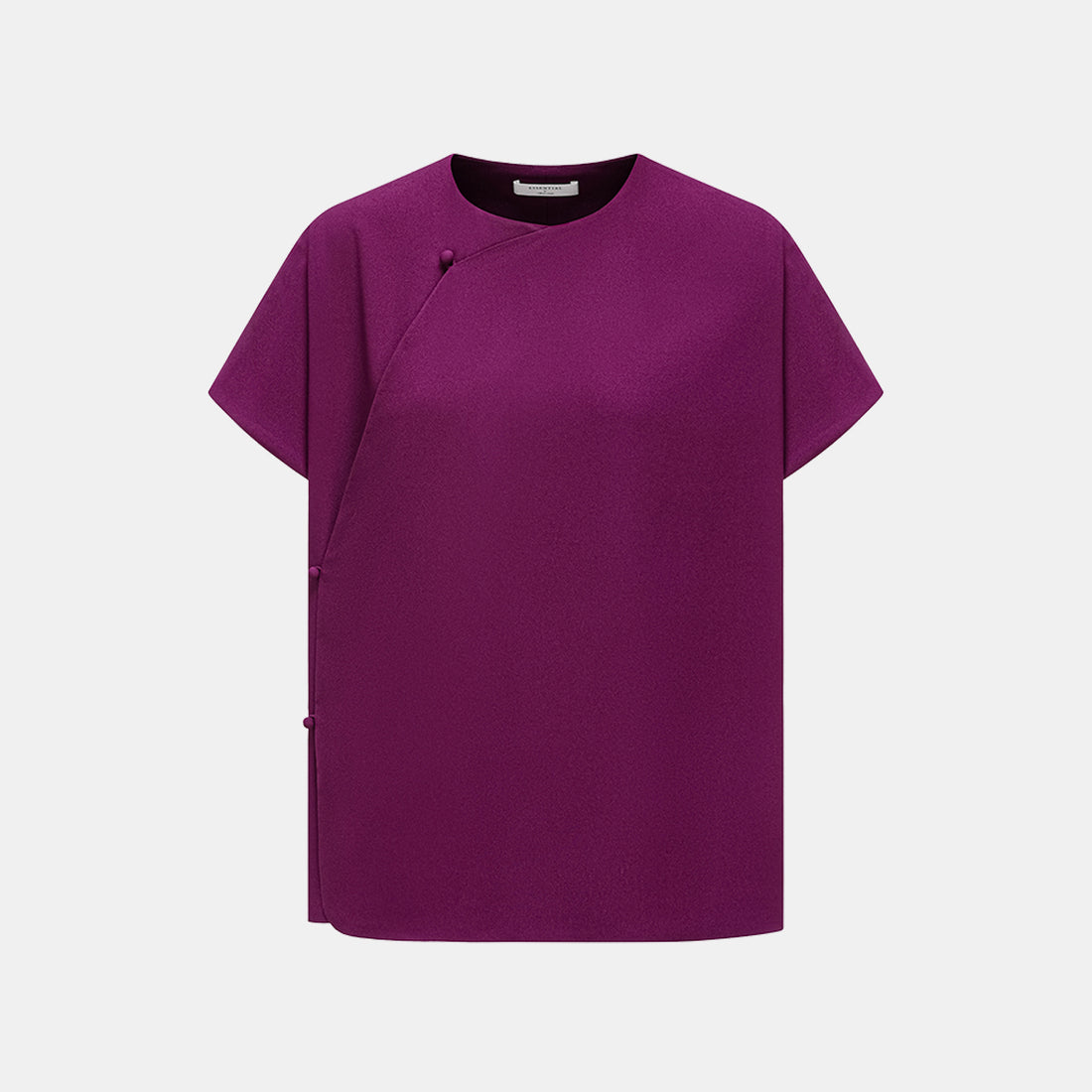 "Autumn" Light Chinese Style Short Sleeve Shirt - Purple
