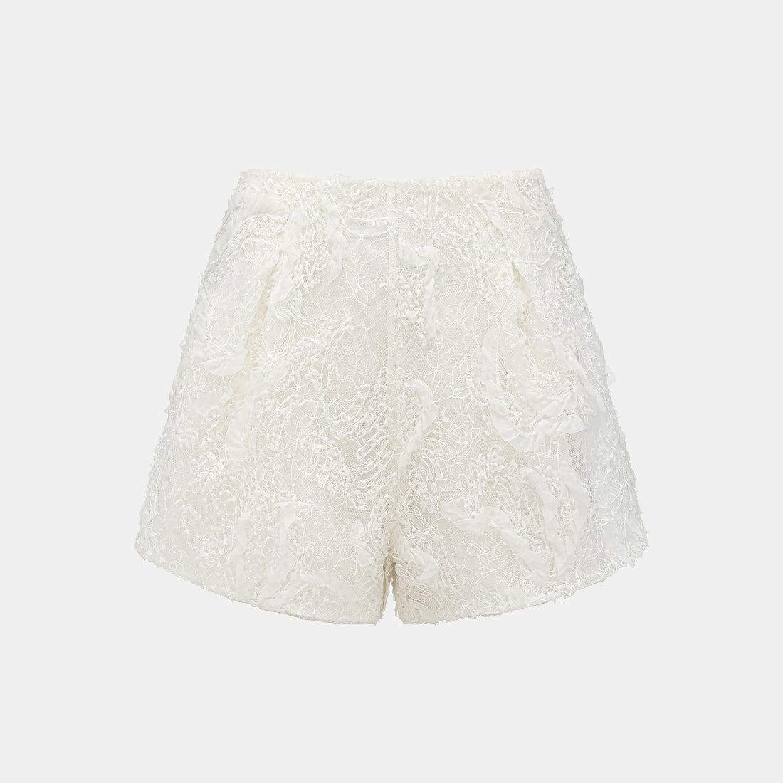 "Weekend at Monaco." Luxurious Art Beaded Lace Shorts—Lucent Haze