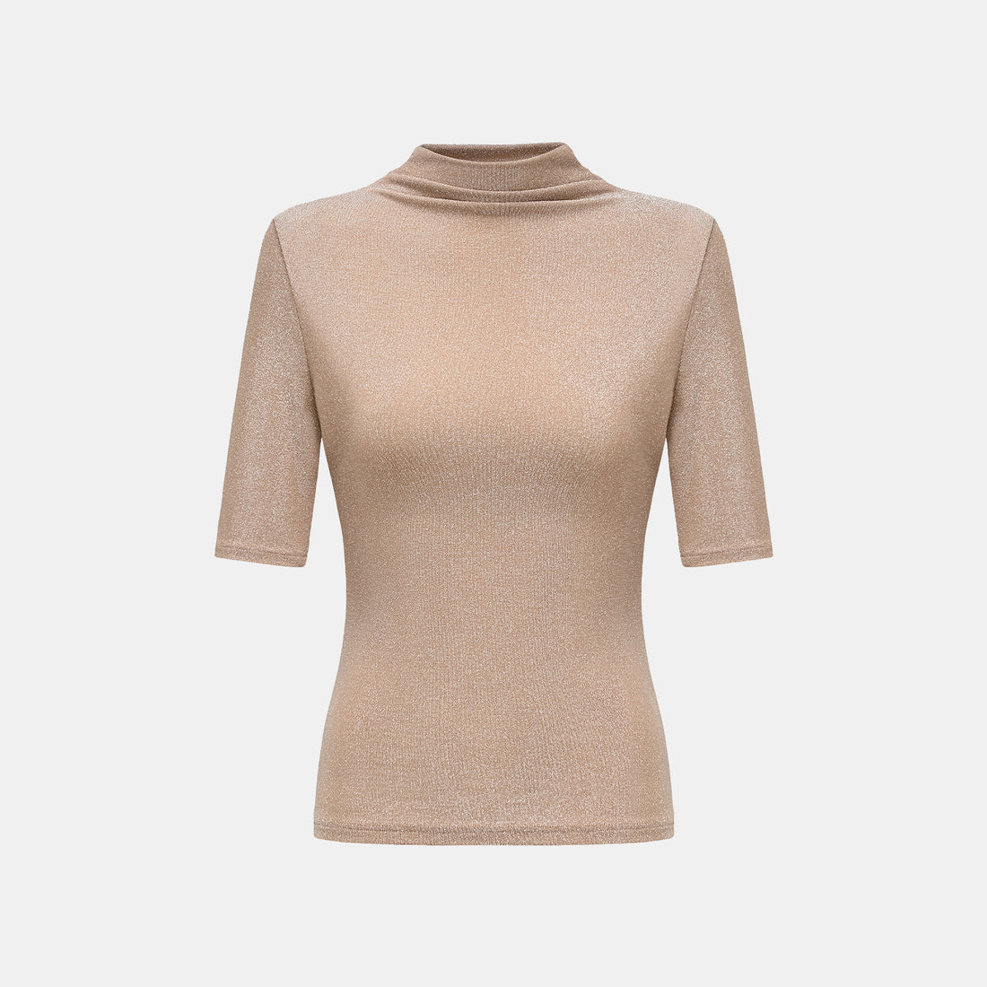 "Easy-go Chic" Silver Weave Stretch Fit Top—Tan