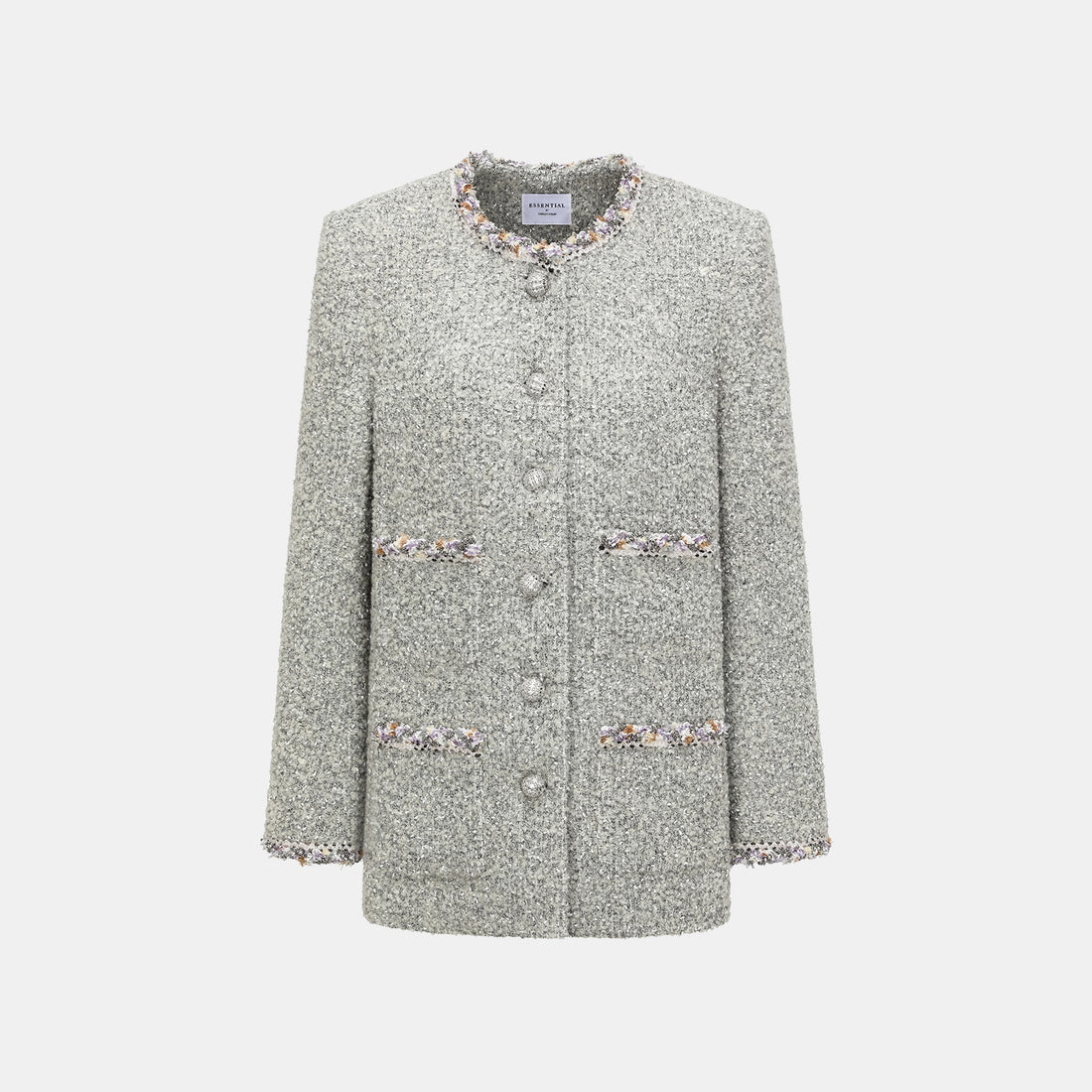 "Chelsea Citywalk." Italian Textured Tweed Classic No.6 Jacket—Silver Ash