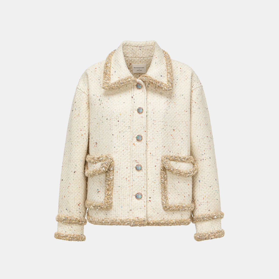 "Tokyo'Hours" Oversized Tweed Jacket—Vanila Milk