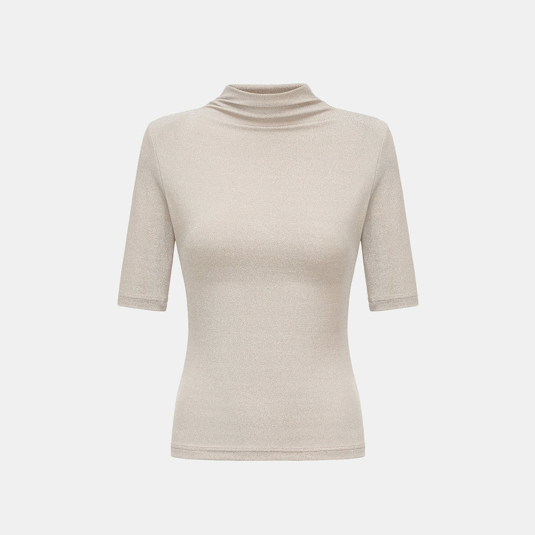 "Easy-go Chic" Silver Weave Elastic Fit Top—Nude