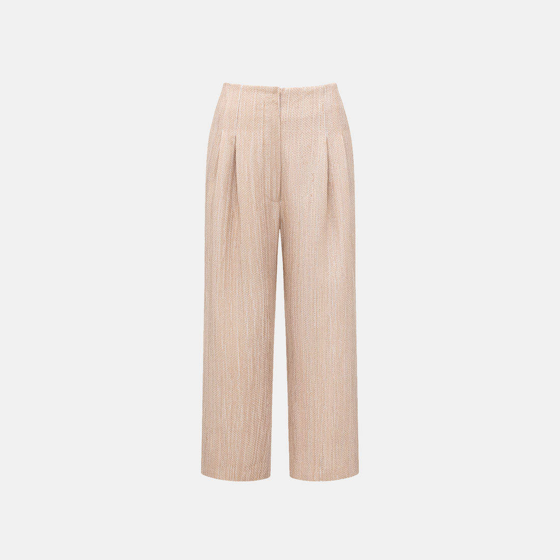 "Weekend at Monaco." Spanish lightweight tweed 3D-cut wide-leg cropped trousers