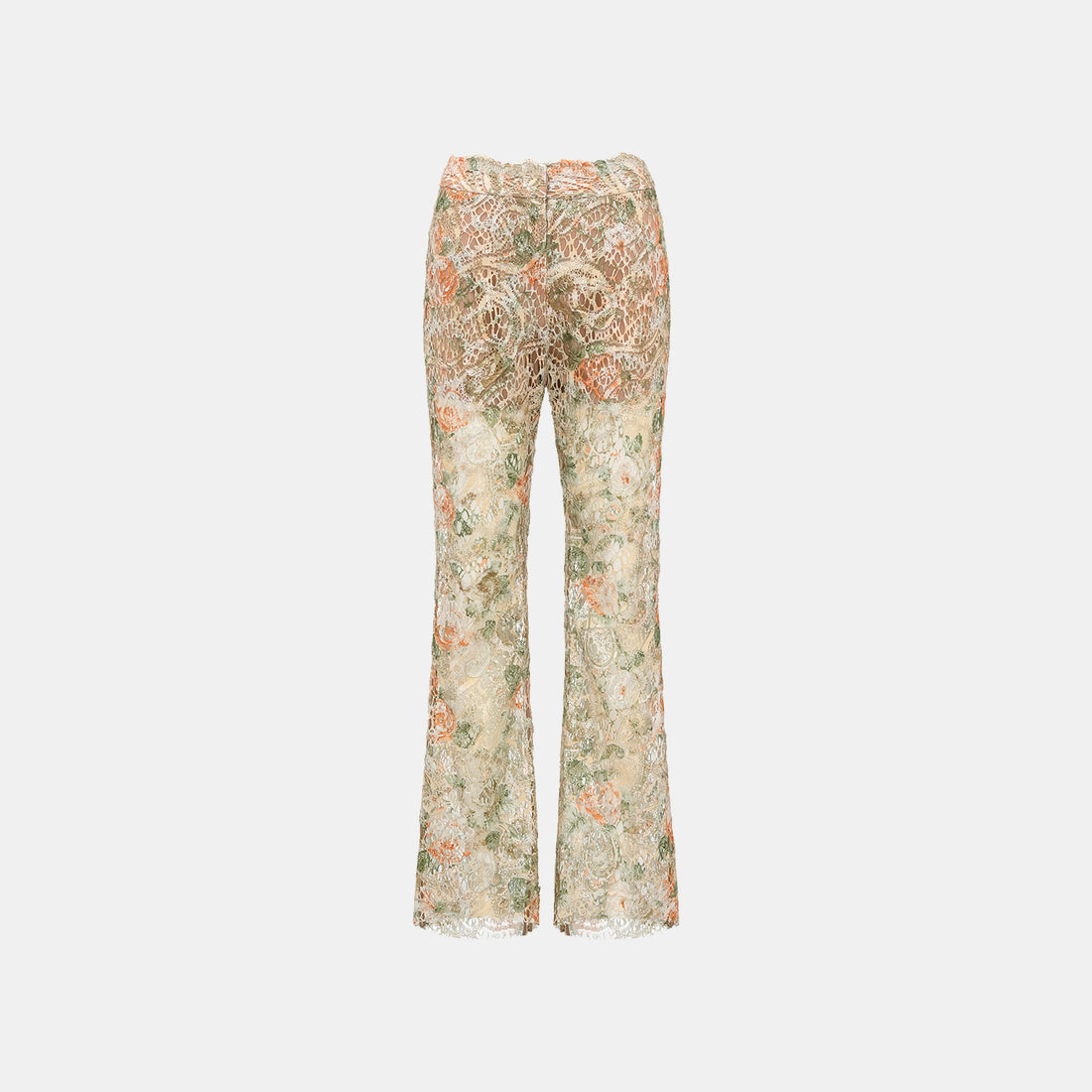"Imperial Garden Teatime" Italian luxury embroidered lace flared pants - Tea Wild Whisper