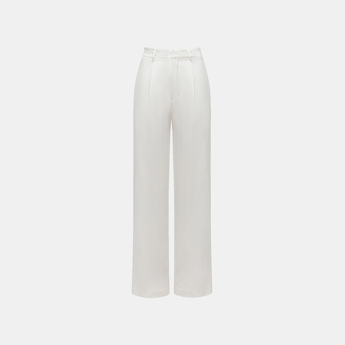 "Speak Sleek" Luxury Lightweight Linen Textured Acetate Three-Dimensional Tailored Wide Pants—Ivory