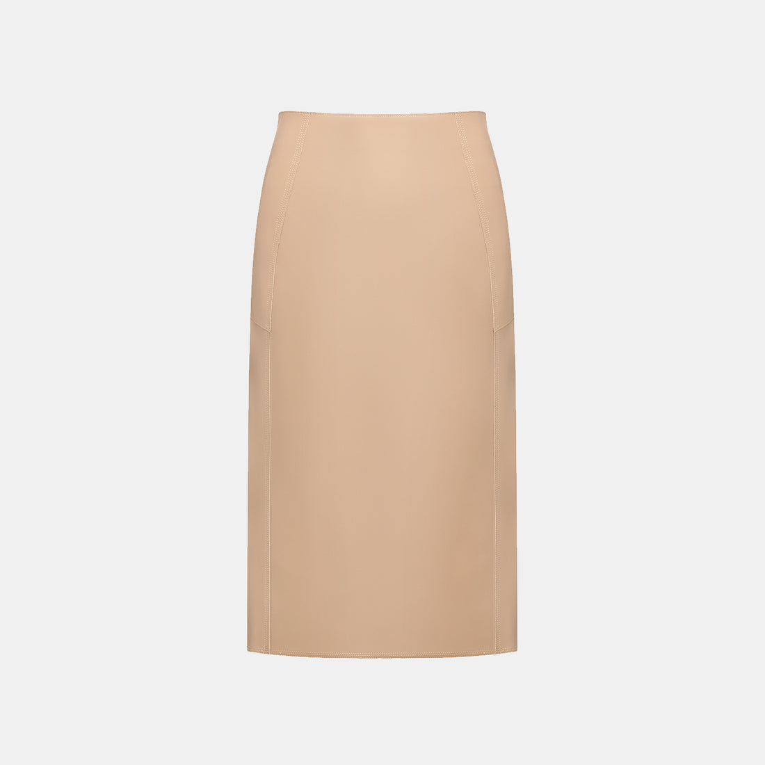 "Easy-go Chic" Vegan Leather Cut Pencil Skirt - Nude
