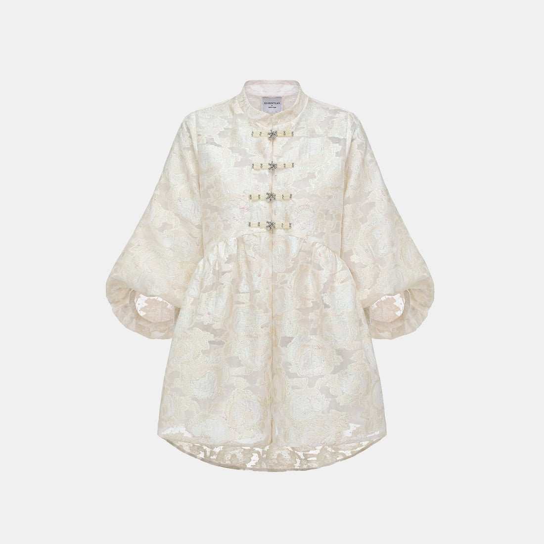 "Tea Banquet" Burning Flower Jacquard Light Chinese Style Jacket - Moon Reflecting the Lotus Pond