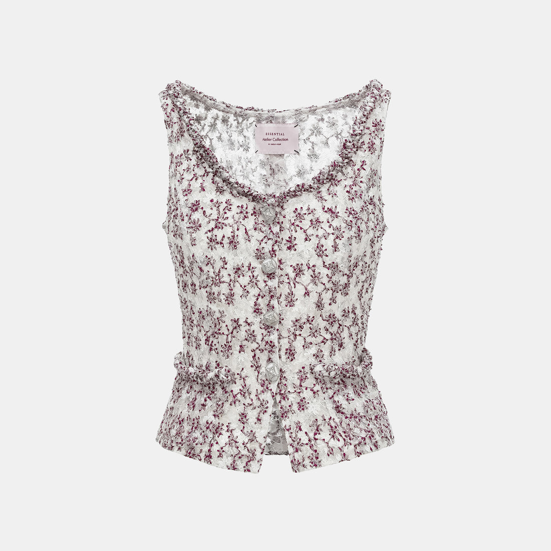 "Quiet Mastery." Lace vest made with special craftsmanship from top French craft workshop