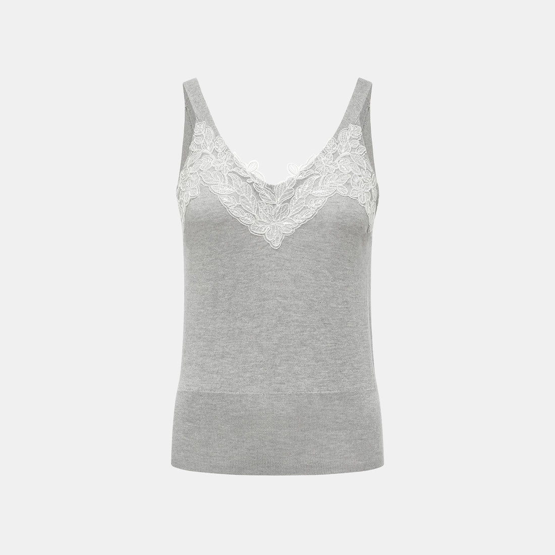 "Spring diary." Herringbone lace Silk Cashmere knitted vest - Ash