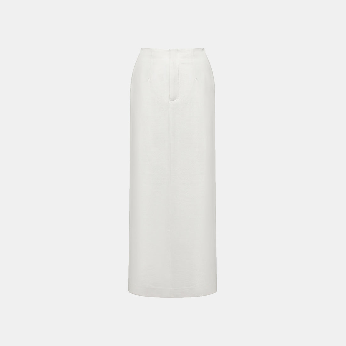 "Speak Sleek" 奢華輕薄麻感肌理醋酸鉛筆裙—Ivory