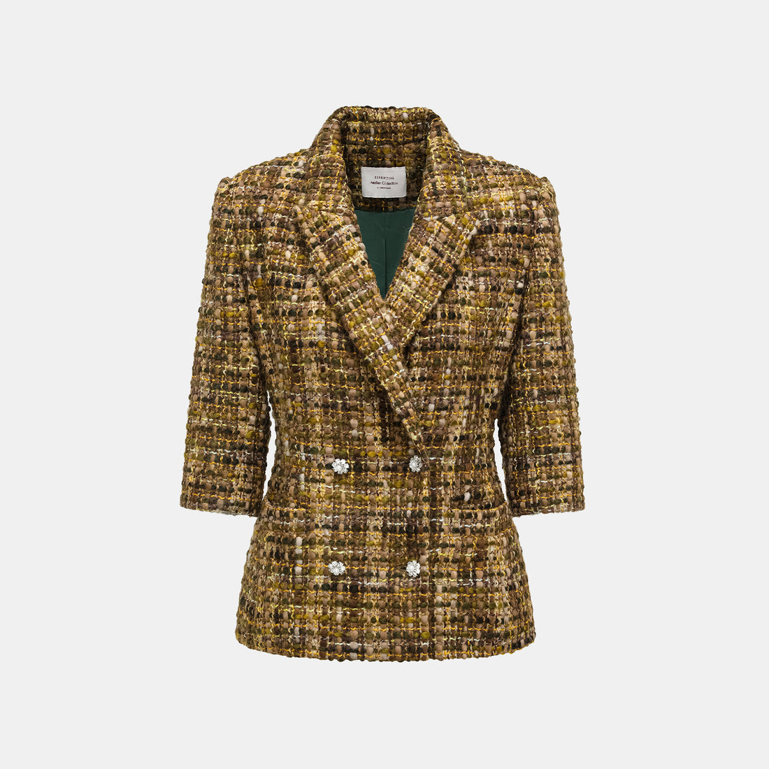 "Knightsbridge citywalk." Italian tweed slim-fit blazer