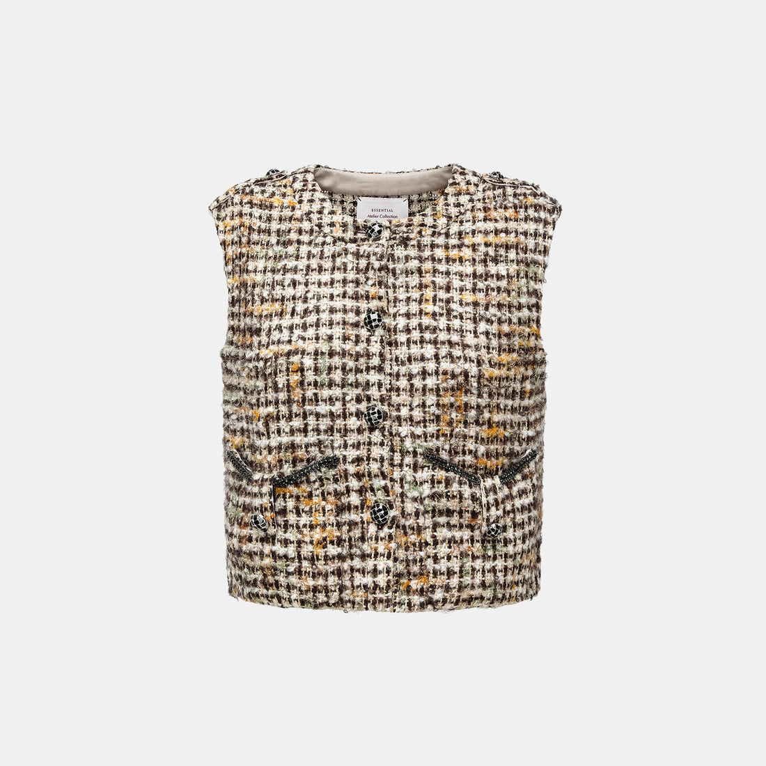 "Breeze boucle" British top light tweed vest - Caramel Drizzle
