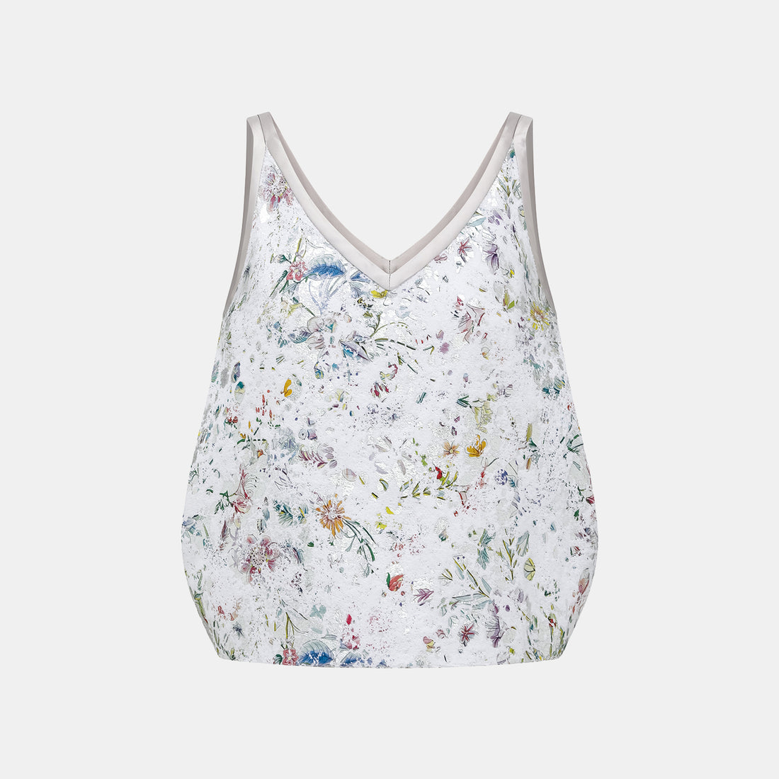 "Imperial Garden Teatime" Italian silver foil applique craft texture fabric vest - Butterfly Dream