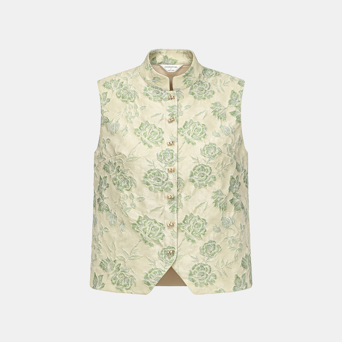 "Imperial Garden Teatime" Silk and Wool Light Chinese Style Suit - Off-White