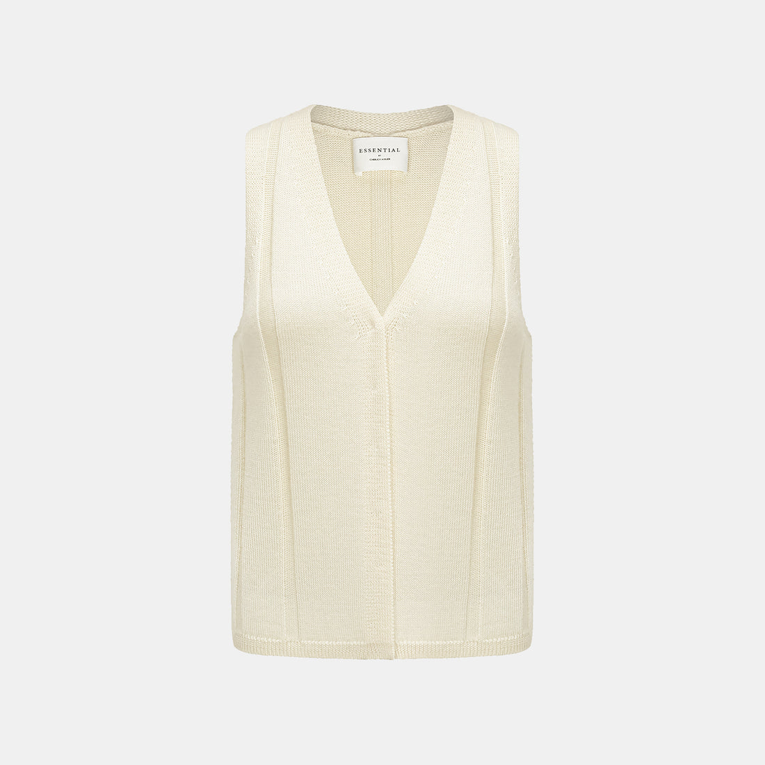 "Autumn Diary" 100% Cashmere V-neck vest - Milk