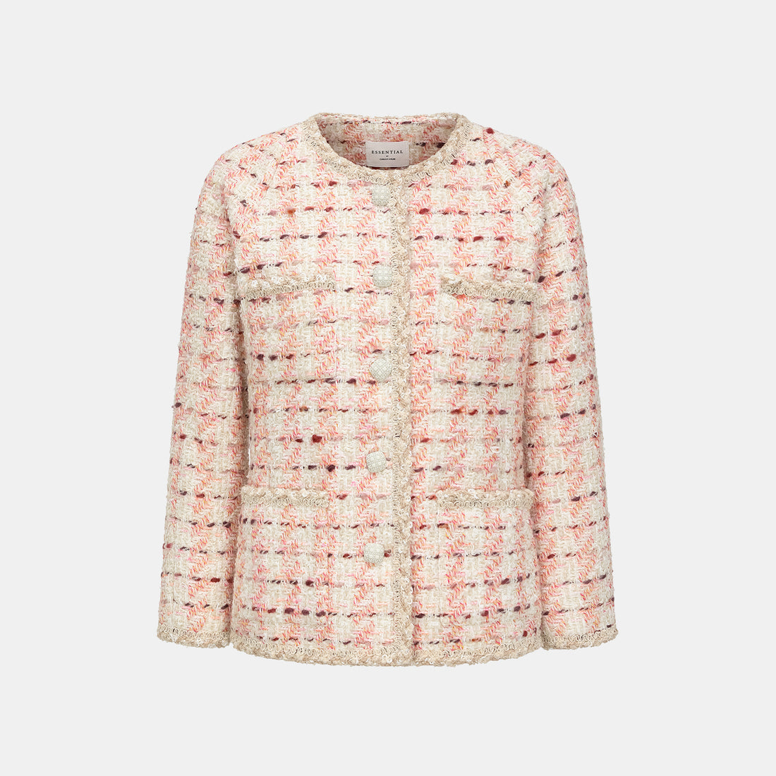 “Brunch at Ritz” Classic No.4 Tweed Jacket—Pink Waffle